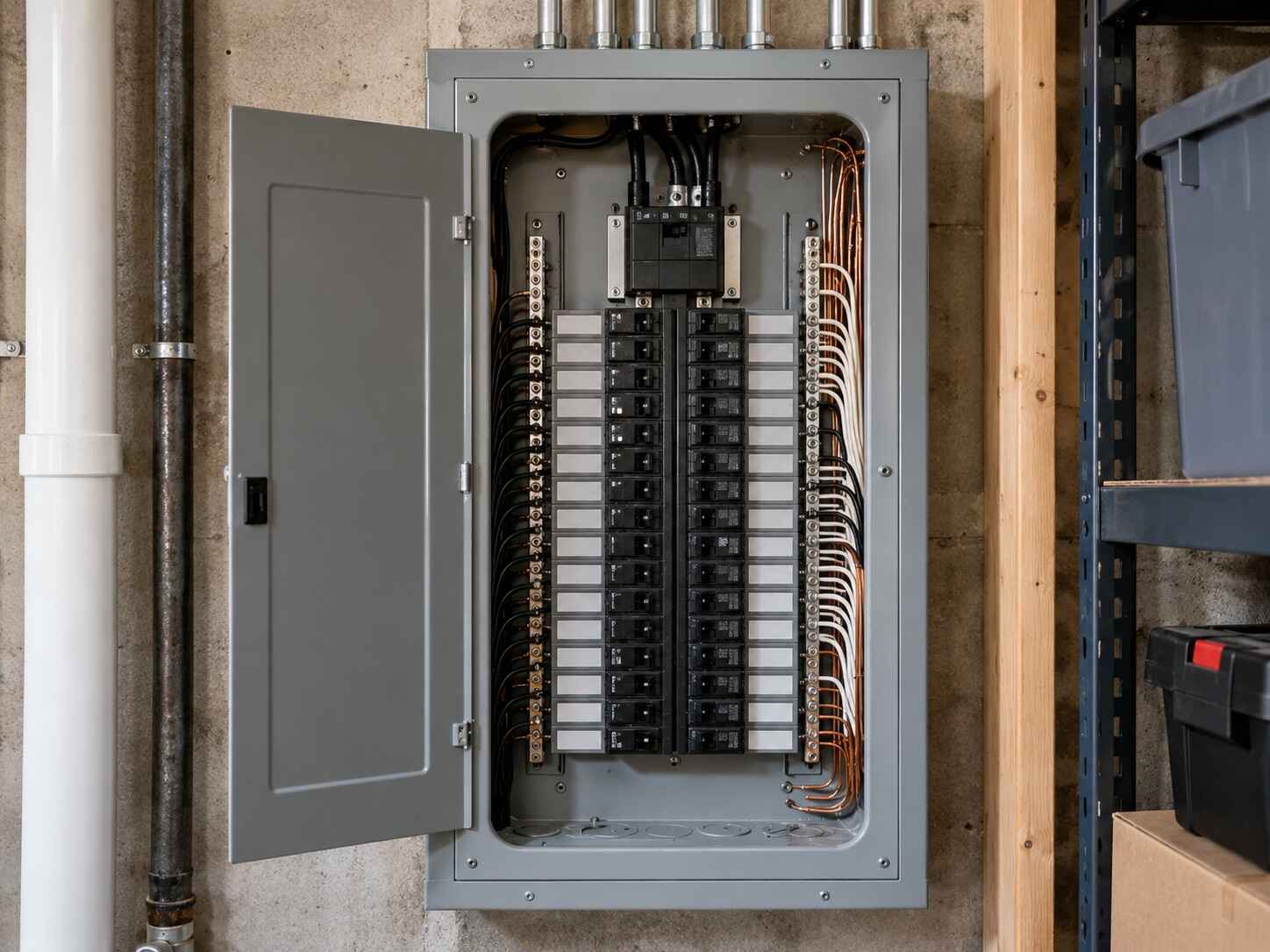 Modern electrical panel installed during a panel upgrade